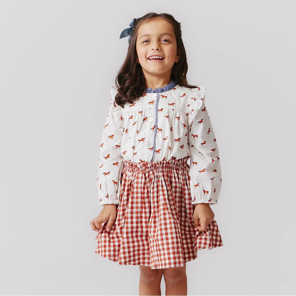 Pink Chicken Checkered Theodore Skirt And Tiny Horses Kalani Top Girls Kids 2 2y